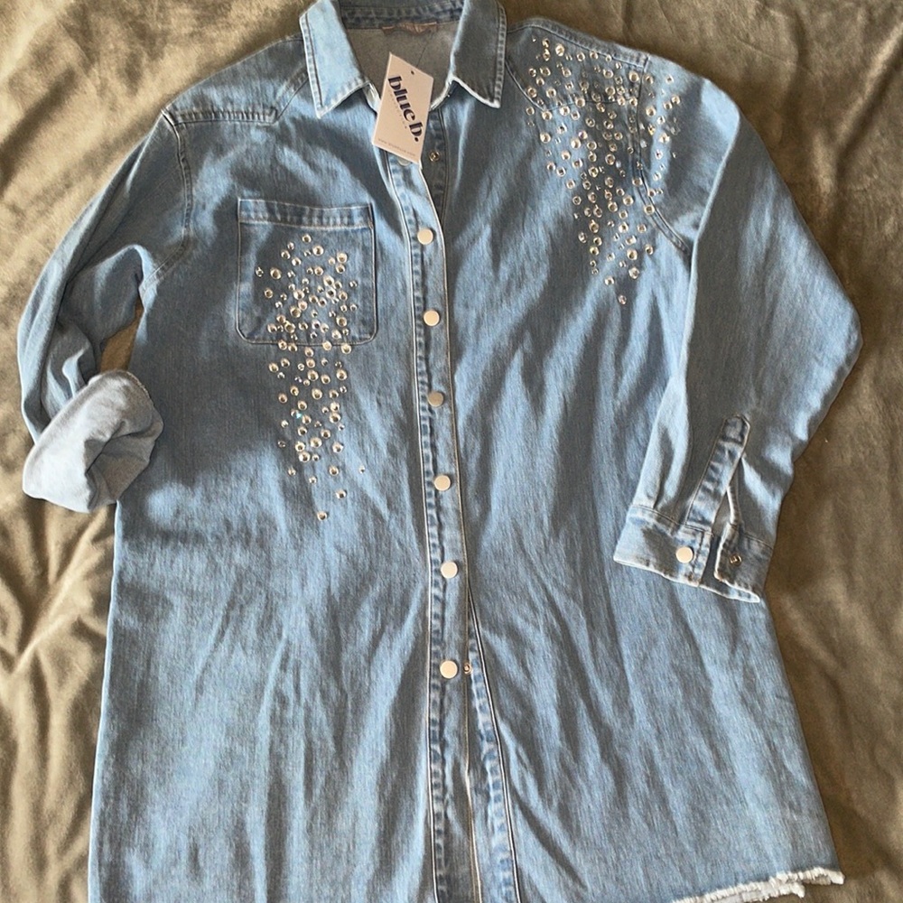 Blue B - Mitchell Rhinestone Denim Dress - Large - NWT